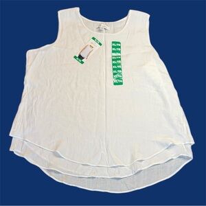 NWT Cristina B White Sleeveless Top XL Layered Flowy
